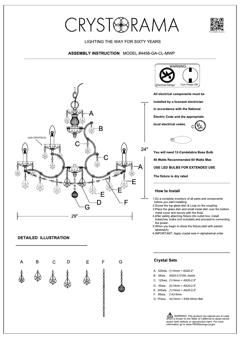 Page n°1 - Manuel utilisateur Crystorama Filmore 4456-GA-CL-MWP