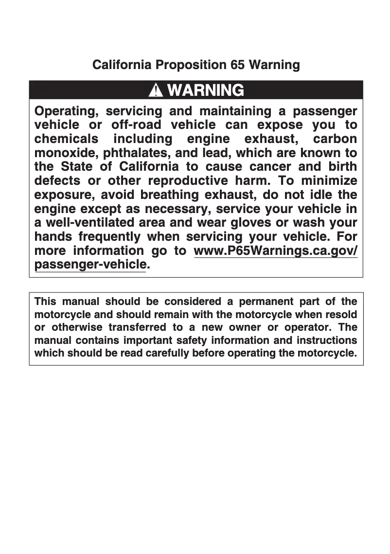 Page 1 de la notice Manuel utilisateur Suzuki DR650S (2020)