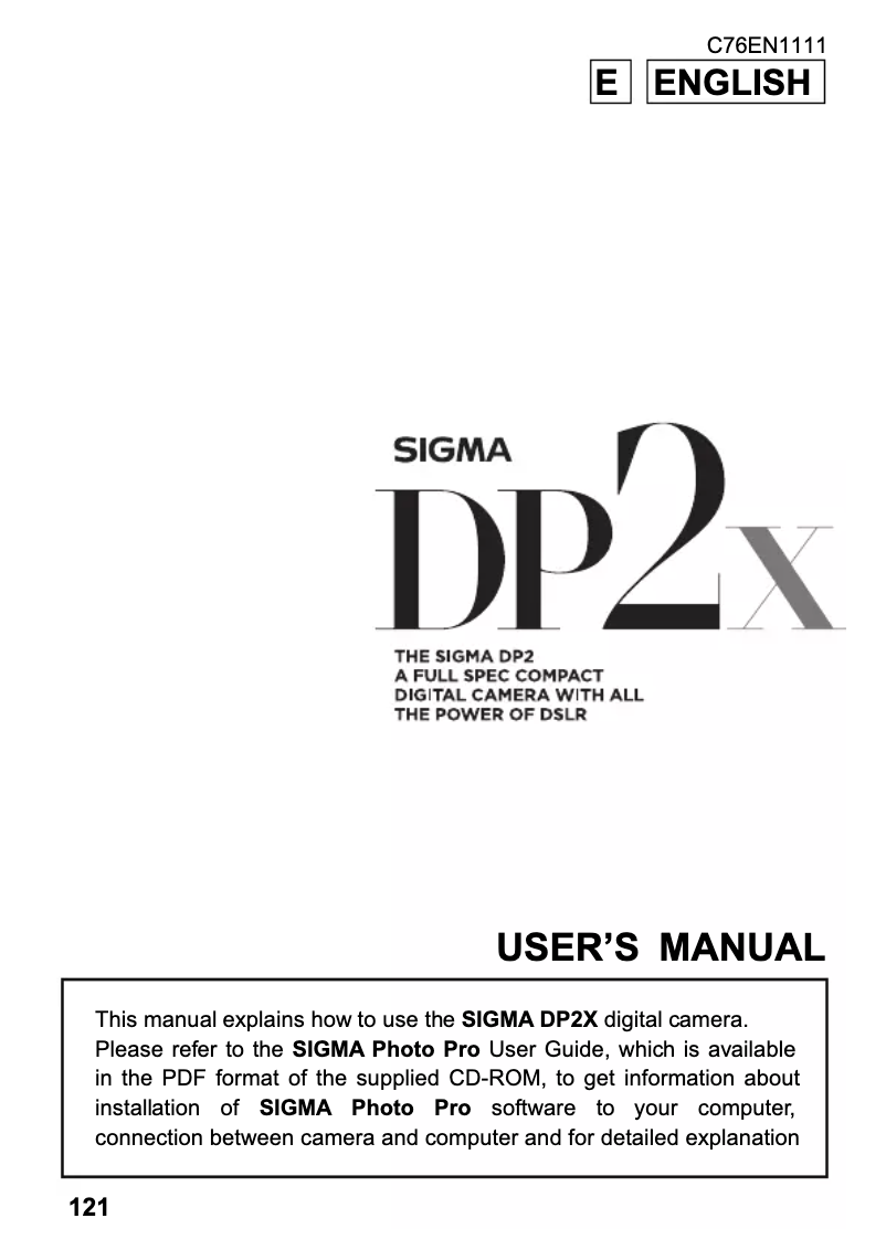 Page 1 de la notice Manuel utilisateur Sigma DP2X