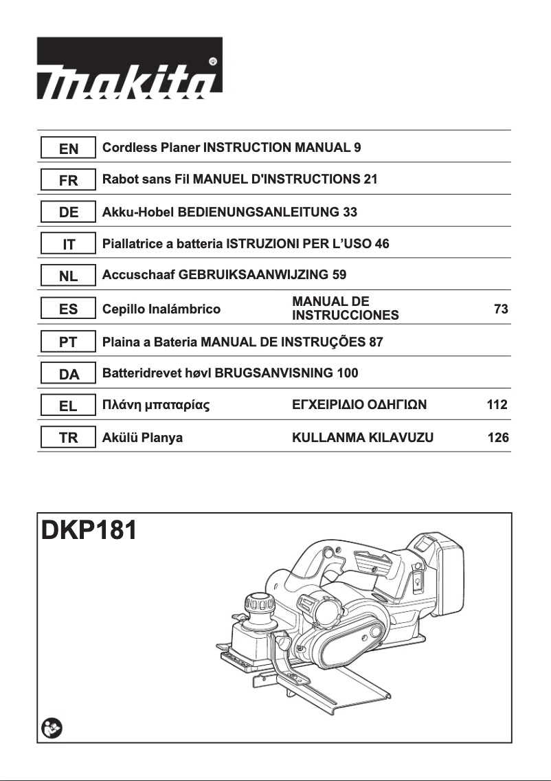Page 1 de la notice Manuel utilisateur Makita DKP181RTJ