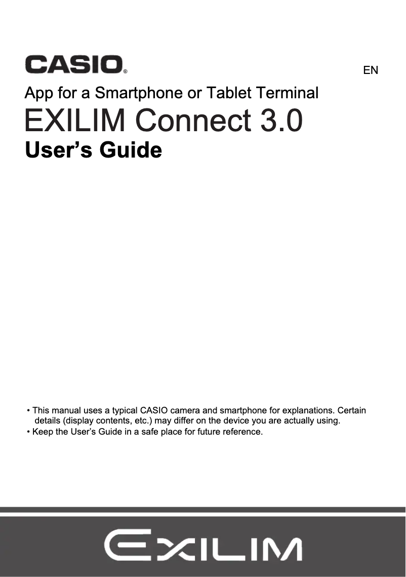 Page n°1 - Manuel utilisateur Casio EXILIM Connect 3.0