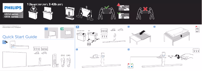 Page 1 de la notice Guide de démarrage rapide Philips 55PUS6814