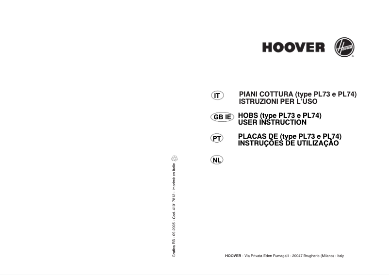 Page n°1 - Manuel utilisateur Hoover HGQ 7554 XGH
