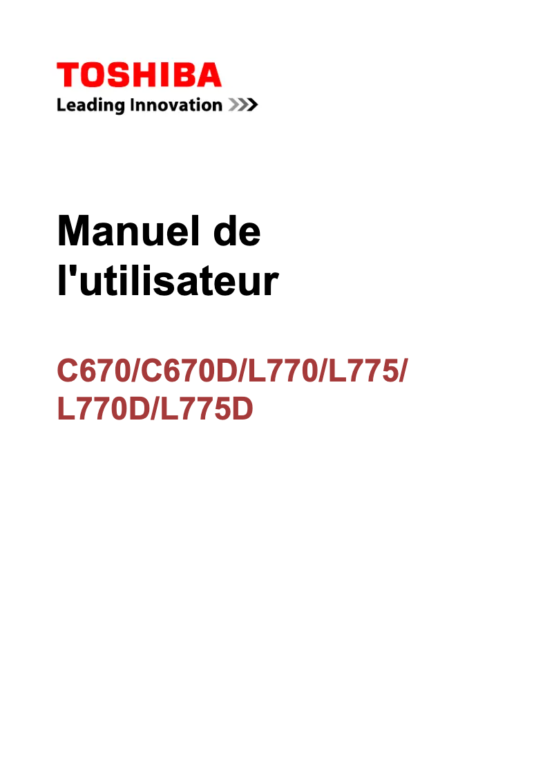 Page n°1 - Manuel utilisateur Toshiba Satellite L770