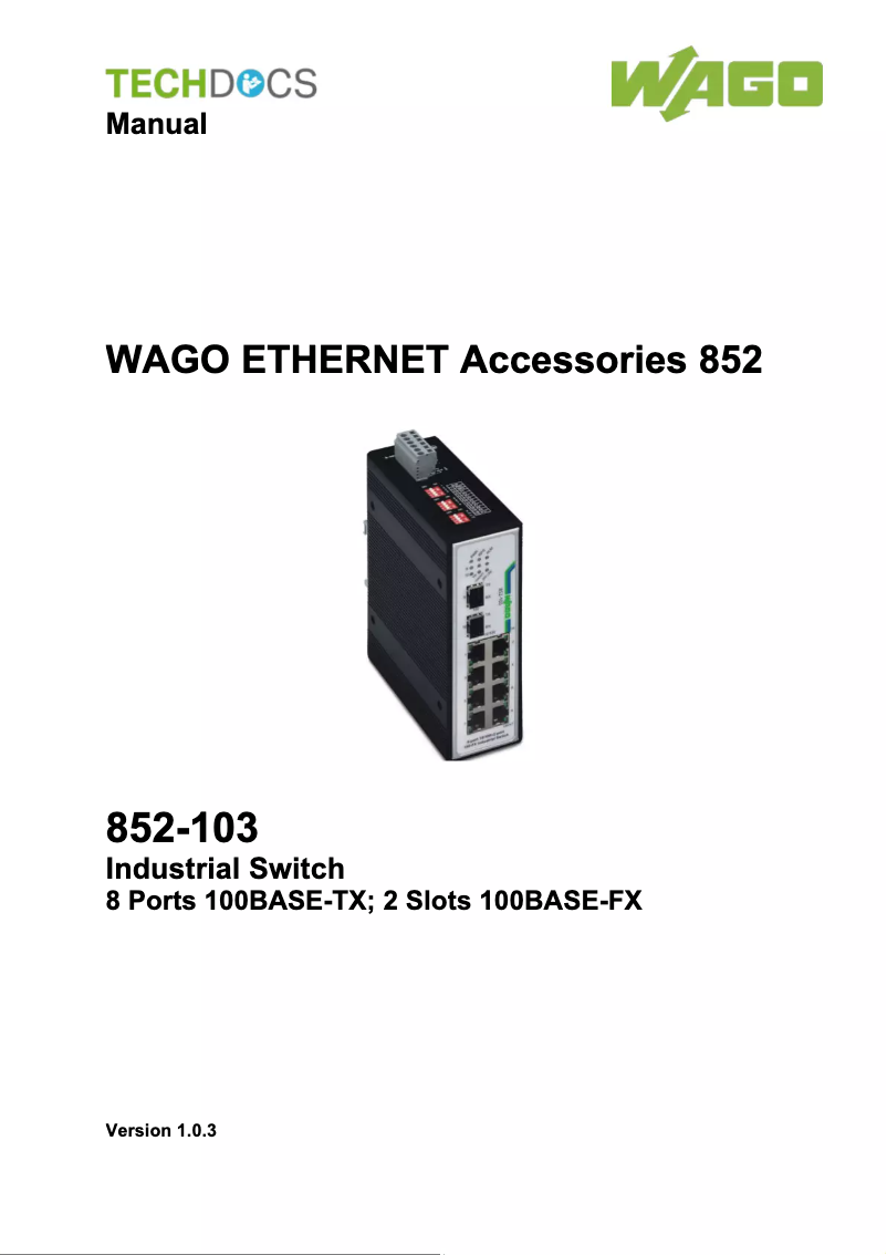 Page n°1 - Manuel utilisateur Wago 852-103/040-000