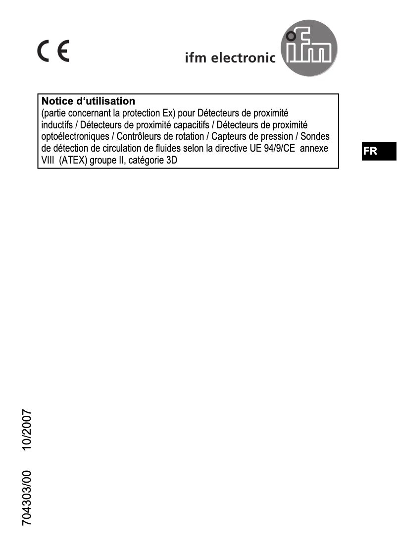 Page n°1 - Manuel utilisateur IFM IF500A