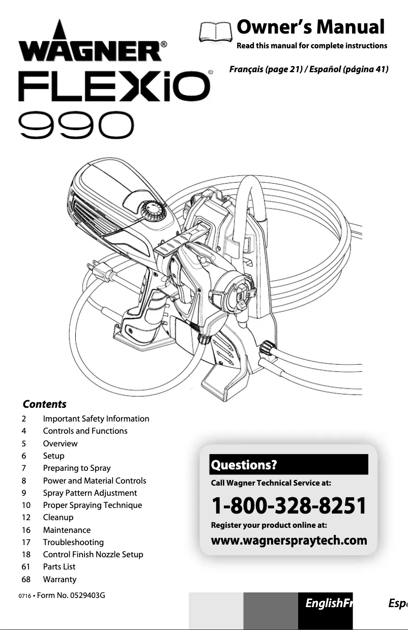 Page 1 of the manual User Manual Wagner SprayTech FlexiO 990