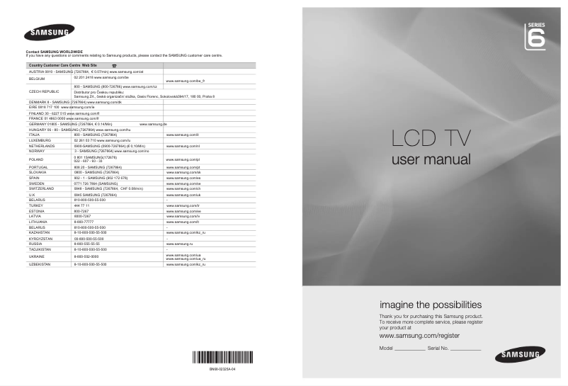 Page 1 de la notice Manuel utilisateur Samsung LE46B650T2W
