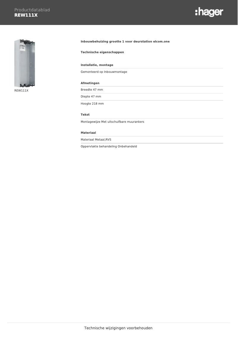 Image de la première page du manuel de l'appareil REW111X