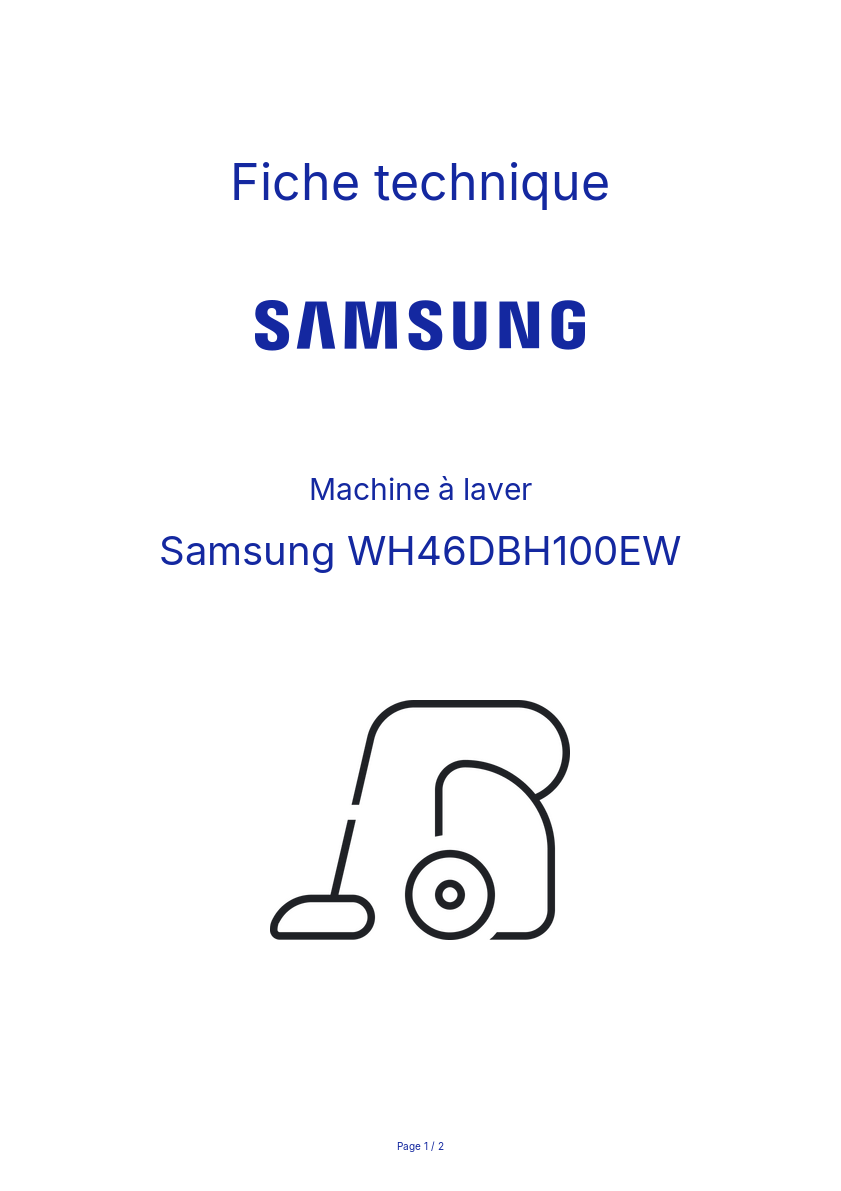 Page n°1 - Fiche technique Samsung WH46DBH100EW