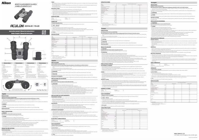 Page 1 de la notice Manuel utilisateur Nikon Aculon A30