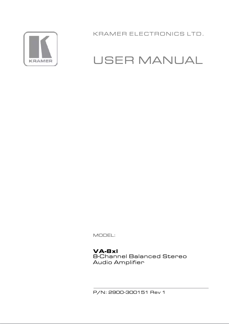 Página 1 del manual Manual de usuario Kramer VA-8XL