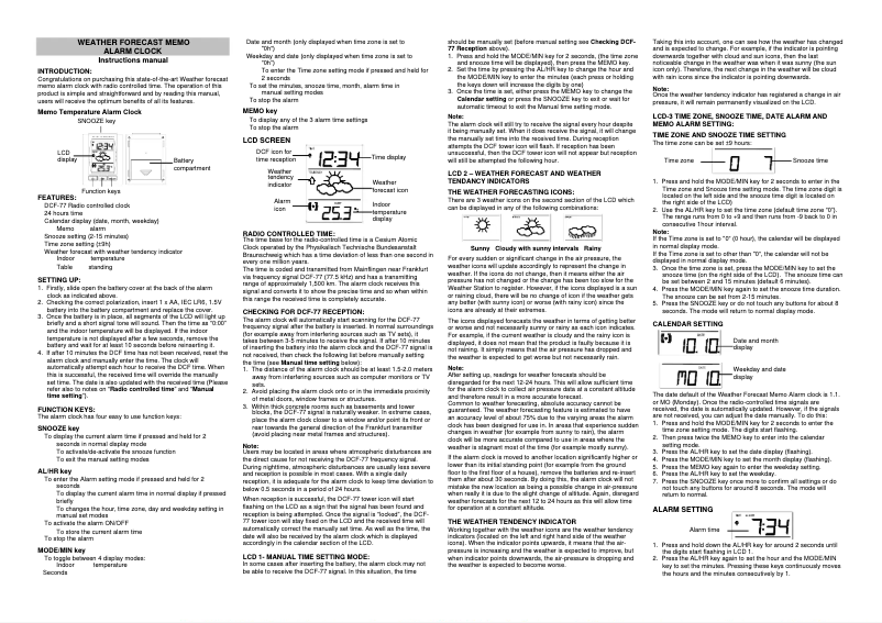 Page n°1 - Manuel utilisateur Techno Line WT 293