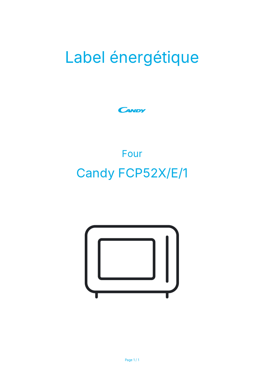 Page n°1 - Label énergétique Candy FCP52X/E/1