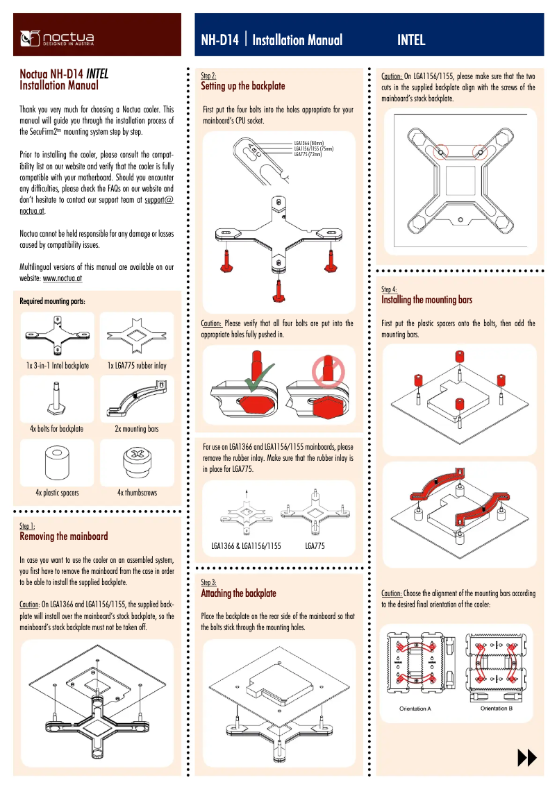 Page 1 de la notice Manuel utilisateur Noctua NH-D14