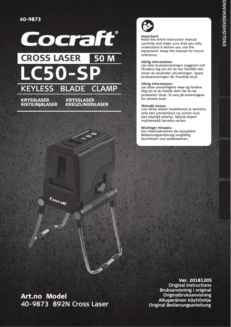 Image de la première page du manuel de l'appareil LC50-SP