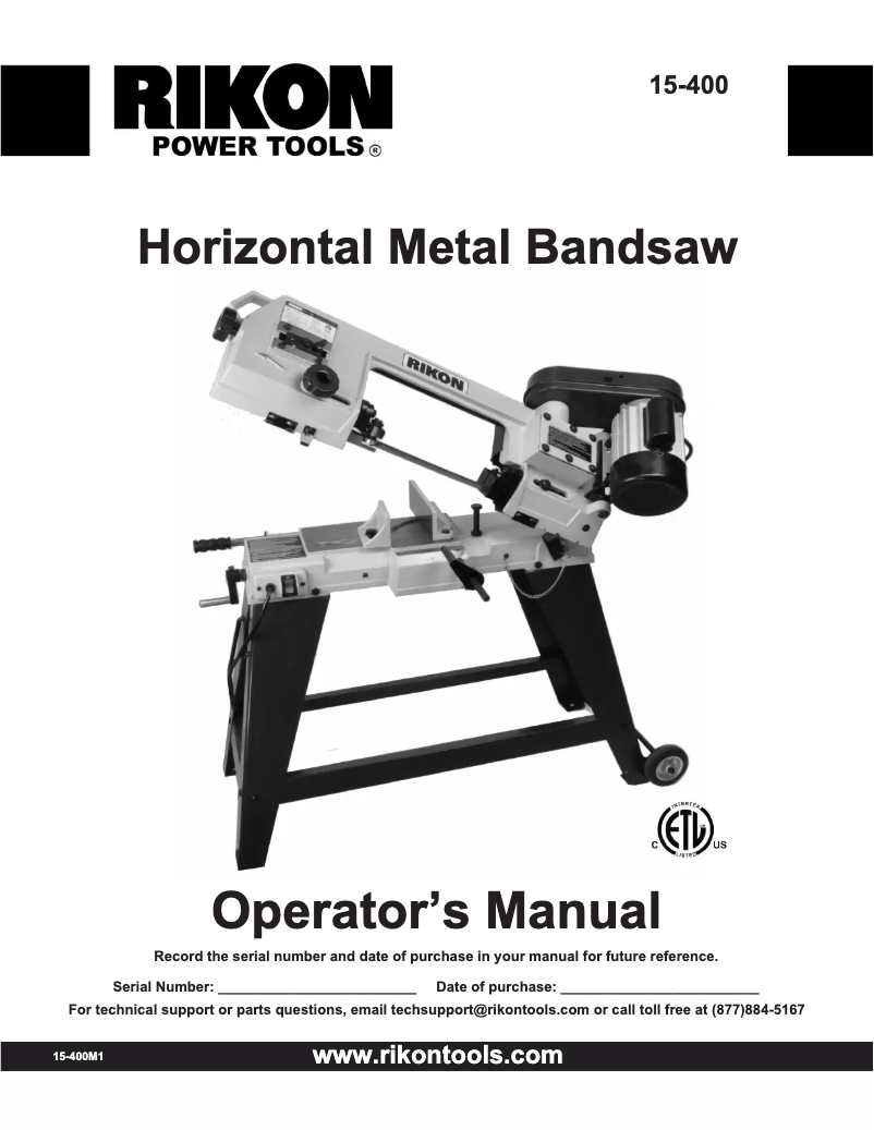 Page n°1 - Manuel utilisateur RIKON 15-400