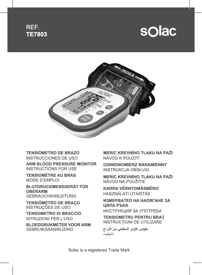 Image de la première page du manuel de l'appareil Tensiotek + TE7803