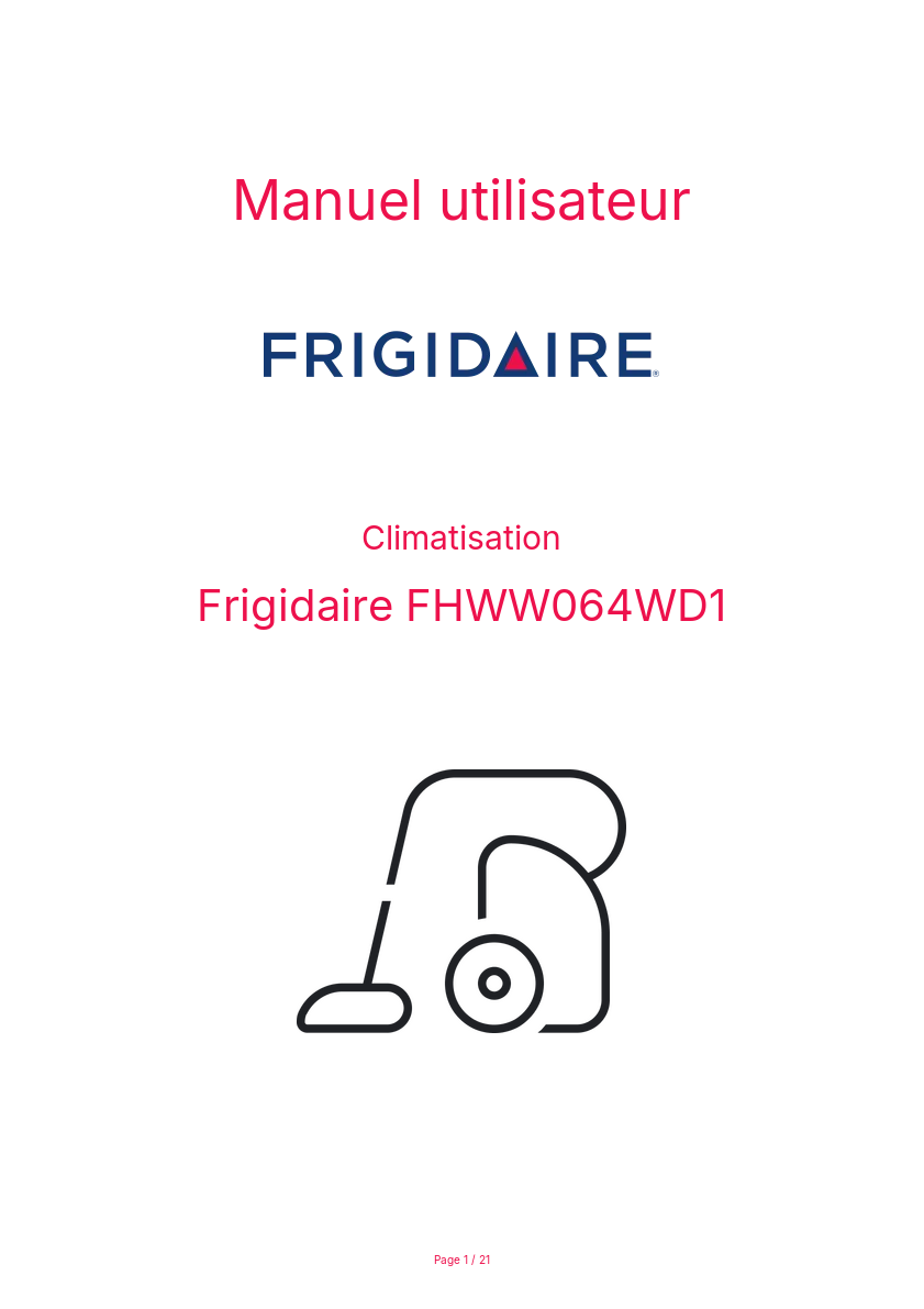 Image de la première page du manuel de l'appareil FHWW064WD1