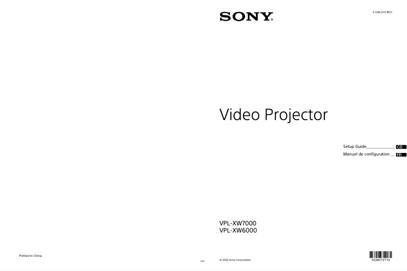 Image de la première page du manuel de l'appareil VPL-XW7000