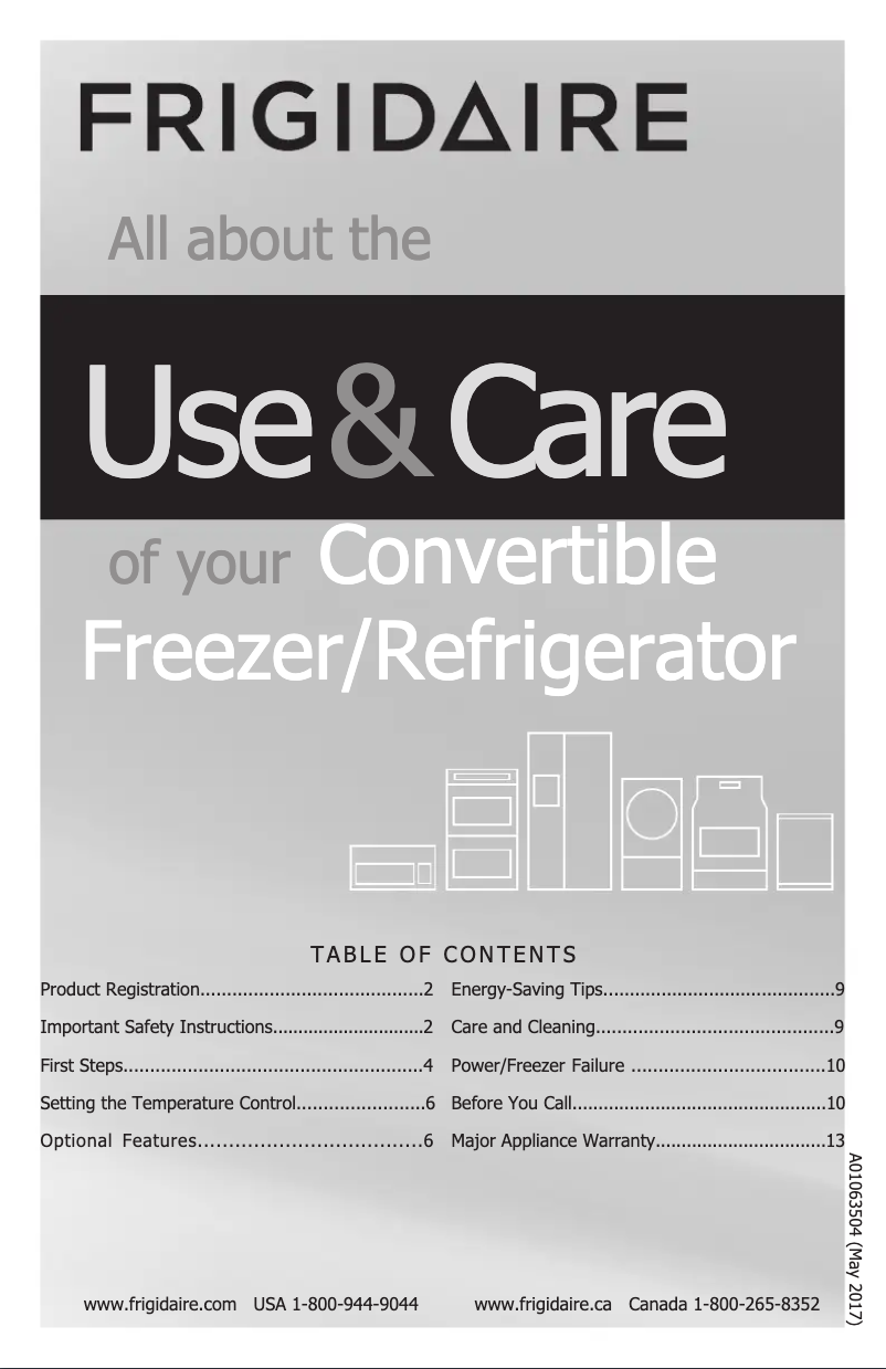 Page n°1 - Manuel utilisateur Frigidaire FFVU21F4QW