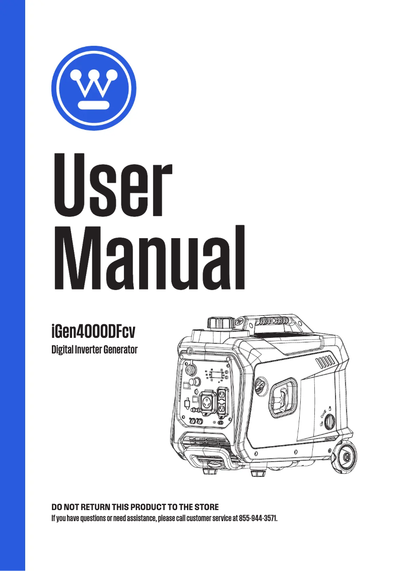 Page 1 de la notice Manuel utilisateur Westinghouse iGen4000DFcv