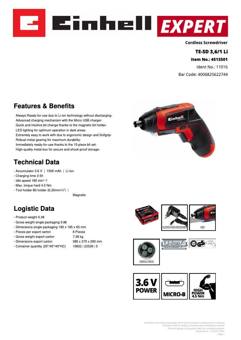 Image de la première page du manuel de l'appareil TE-SD 3,6/1 Li