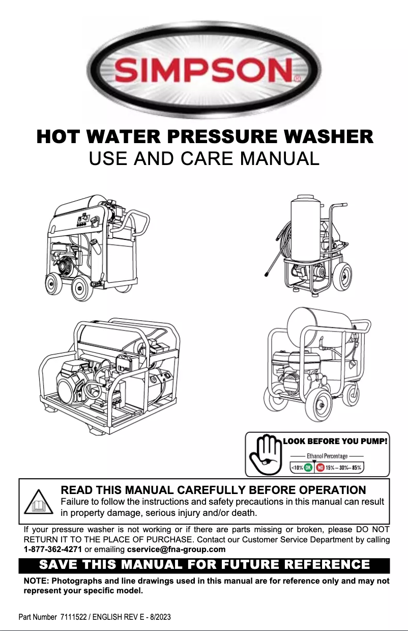 Page 1 de la notice Manuel utilisateur Simpson Super Brute SB65123