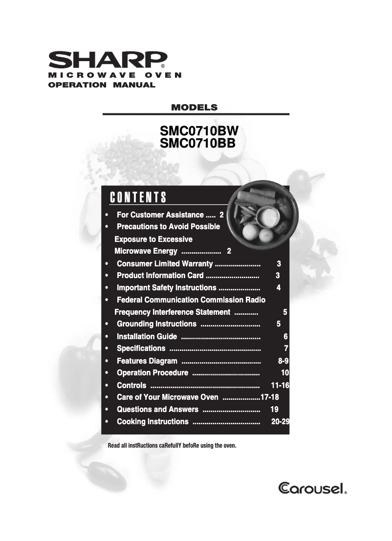 Page n°1 - Manuel utilisateur Sharp SMC0710BW