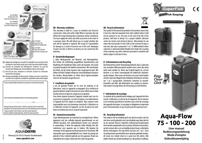 Page n°1 - Manuel utilisateur SuperFish Aqua-Flow 200