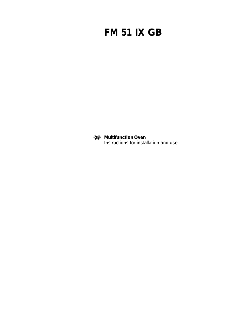 Page 1 de la notice Manuel utilisateur Ariston Thermo FM 51 IX GB