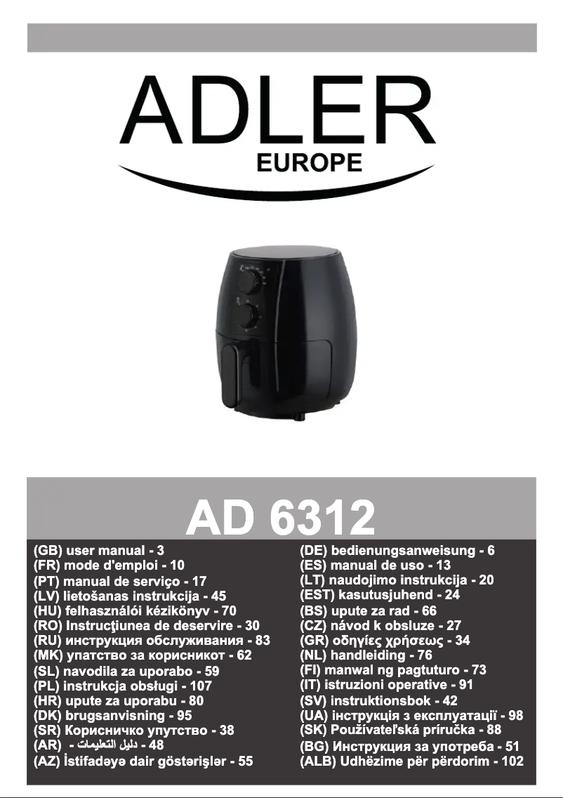 Page 1 de la notice Manuel utilisateur Adler AD 6312