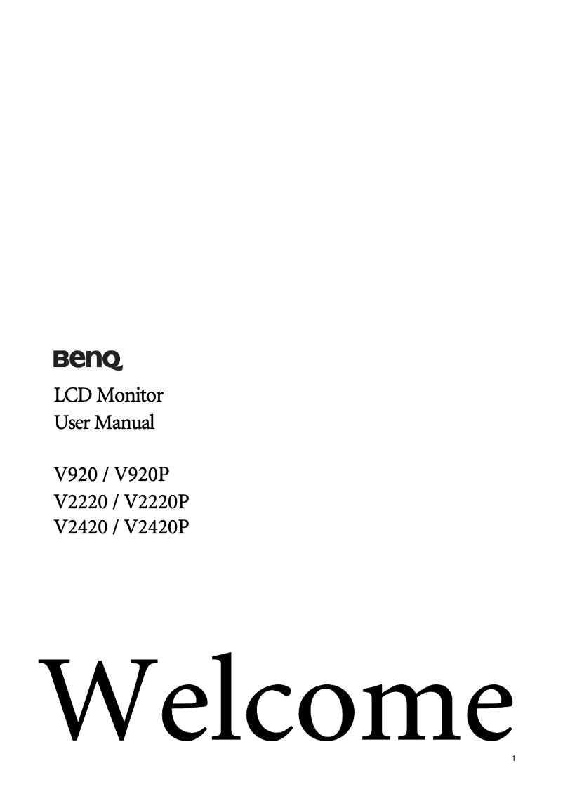 Page n°1 - Manuel utilisateur BenQ V920