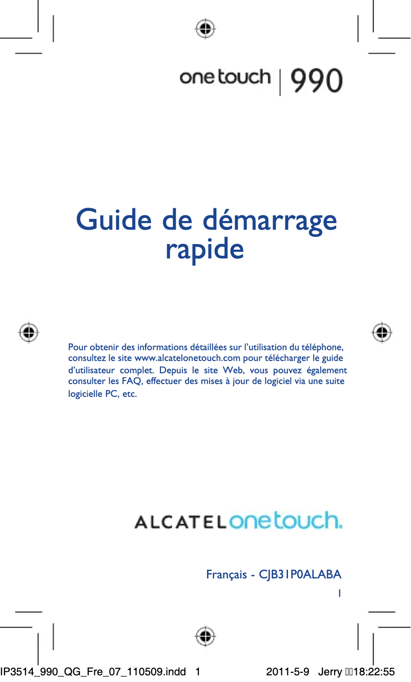 Page n°1 - Manuel utilisateur Alcatel One Touch 990