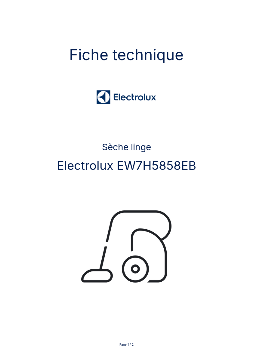 Image de la première page du manuel de l'appareil EW7H5858EB