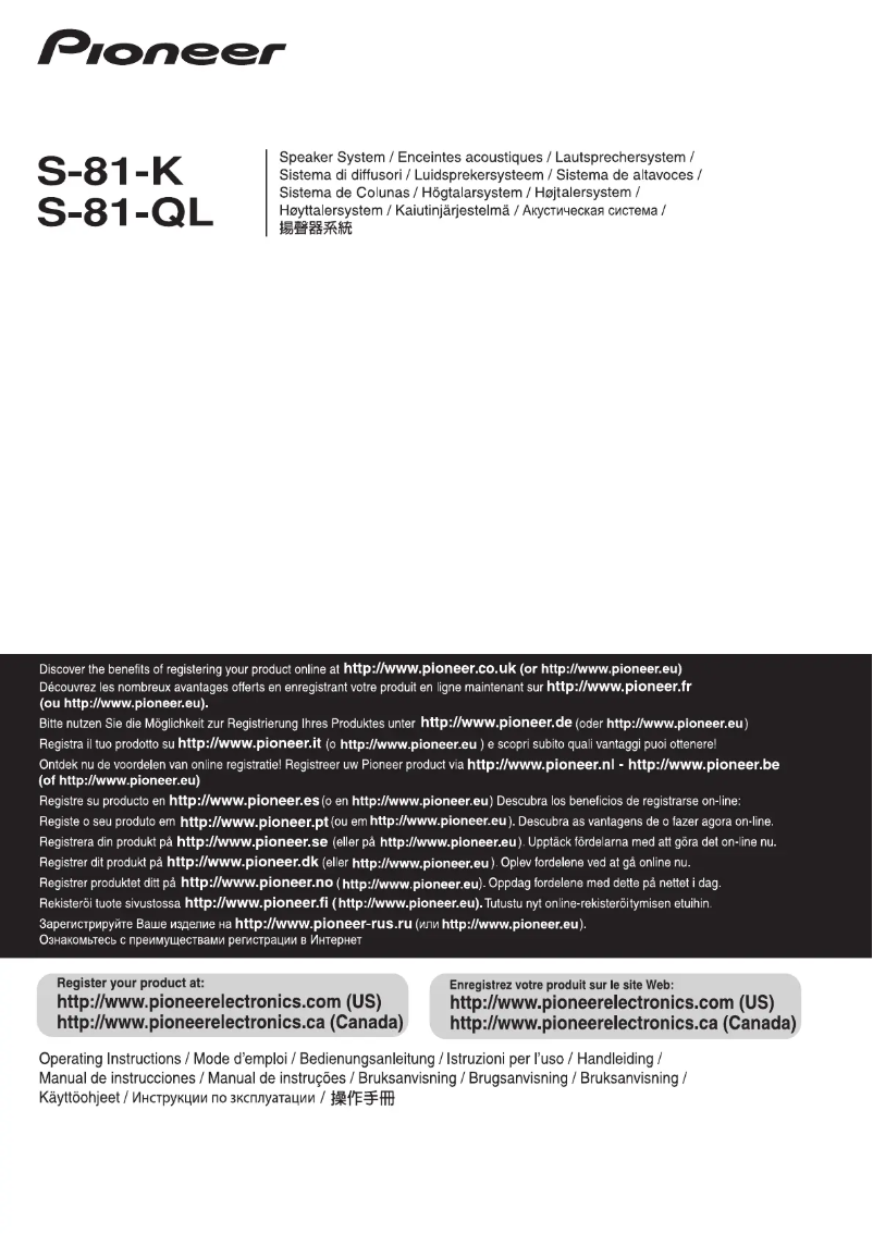 Page n°1 - Manuel utilisateur Pioneer S-81-K