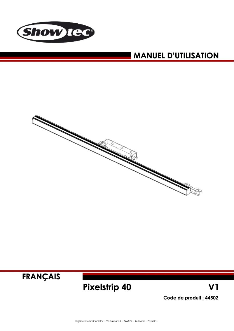 Page n°1 - Manuel utilisateur Showtec Pixelstrip 40