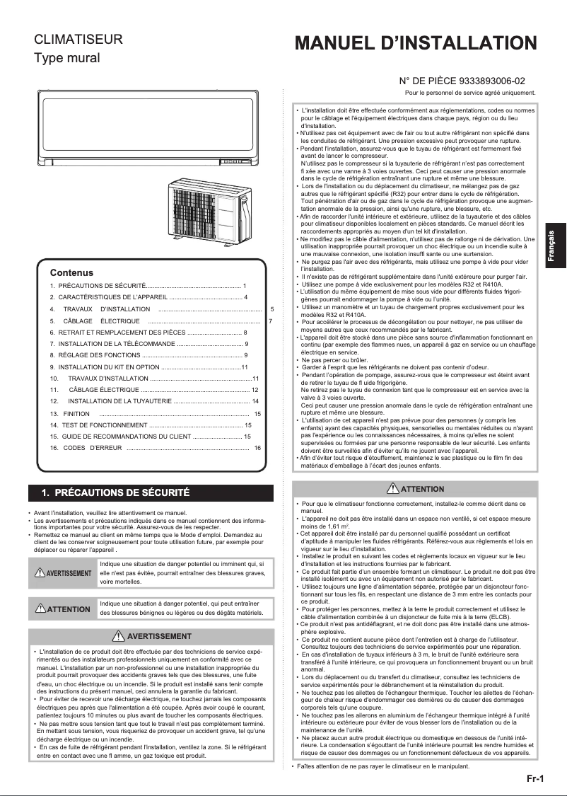 Image de la première page du manuel de l'appareil ASHG12KPCA