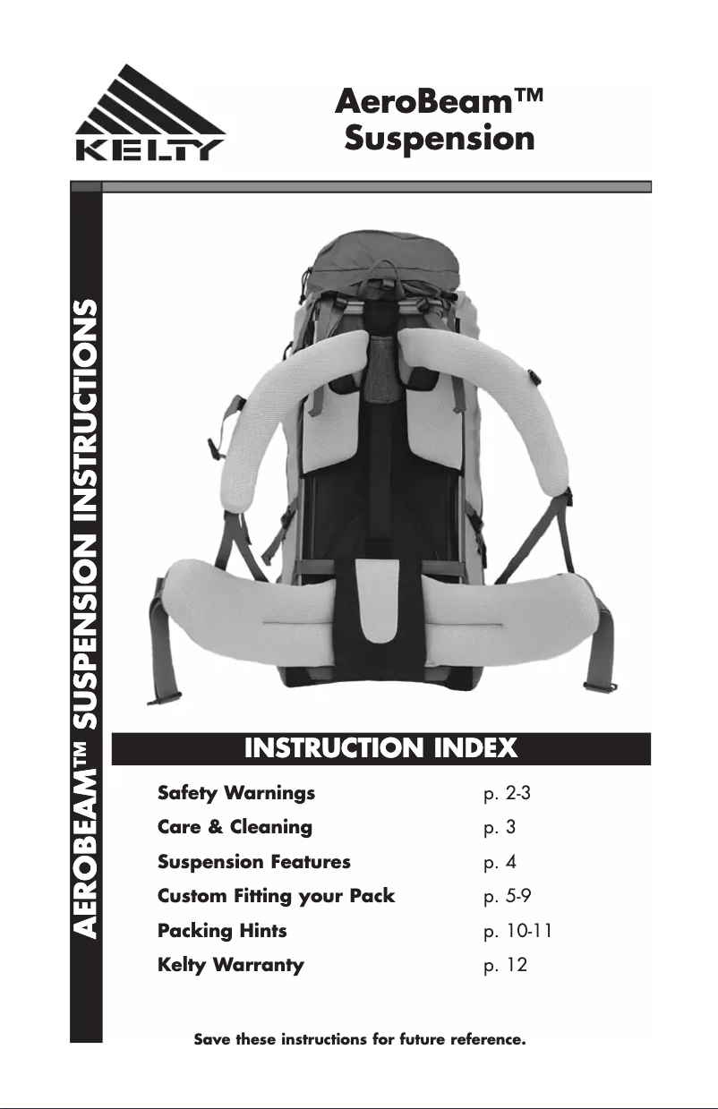 Page 1 de la notice Manuel utilisateur Kelty AeroBeam Suspension