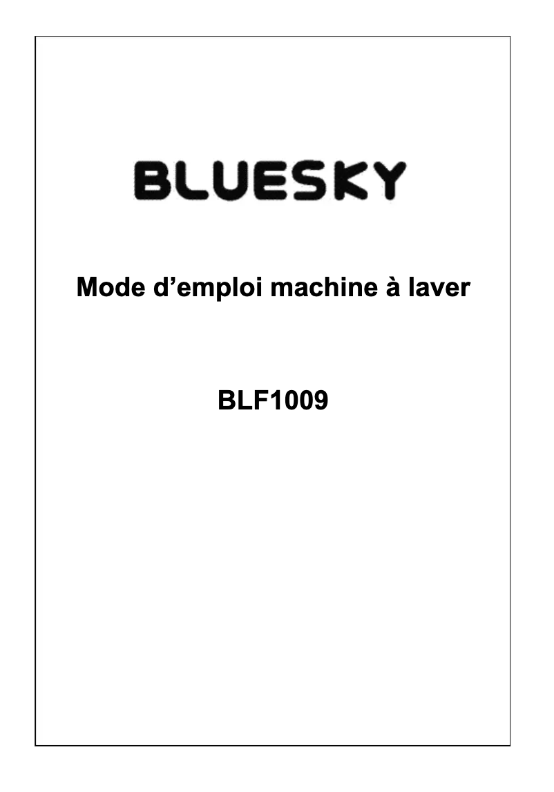 Page n°1 - Manuel utilisateur Bluesky BLF 1009