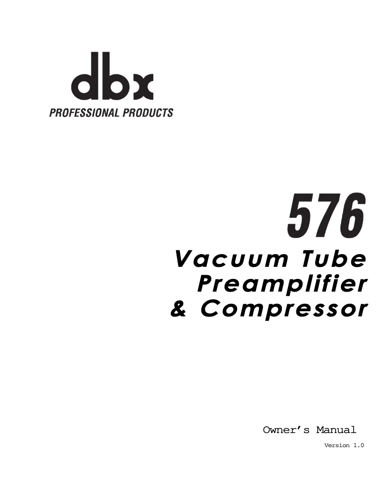 Page 1 de la notice Manuel utilisateur DBX 576