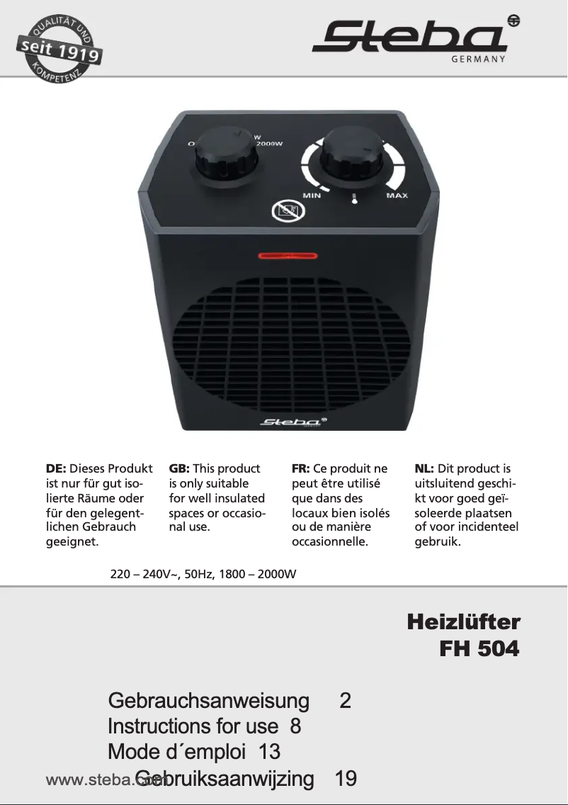 Image de la première page du manuel de l'appareil FH 504