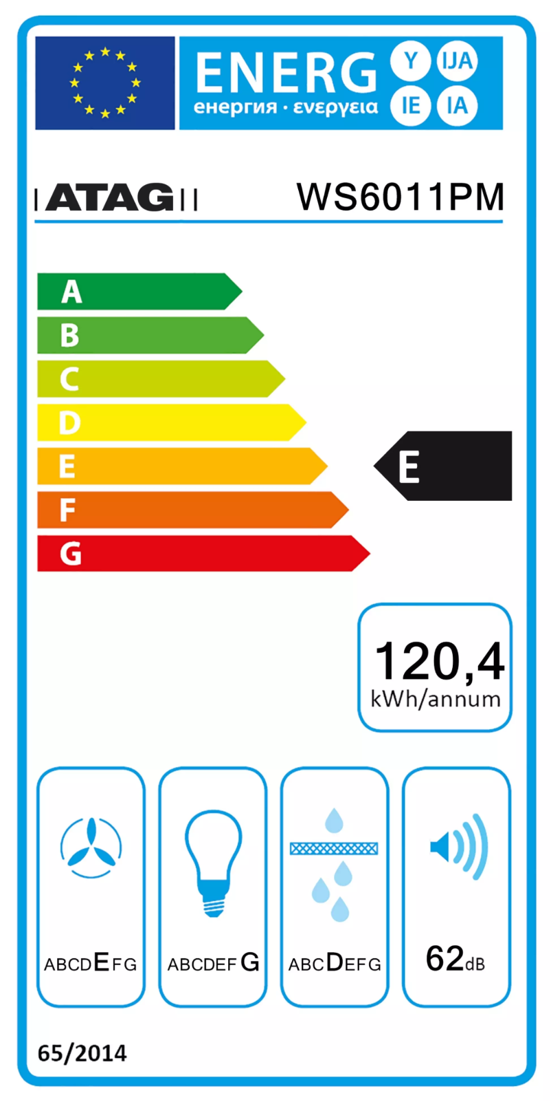 Page 1 de la notice Label énergétique Atag WS6011PM