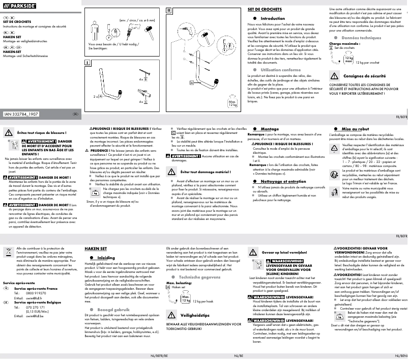 Page n°1 - Manuel utilisateur Parkside HG05817A