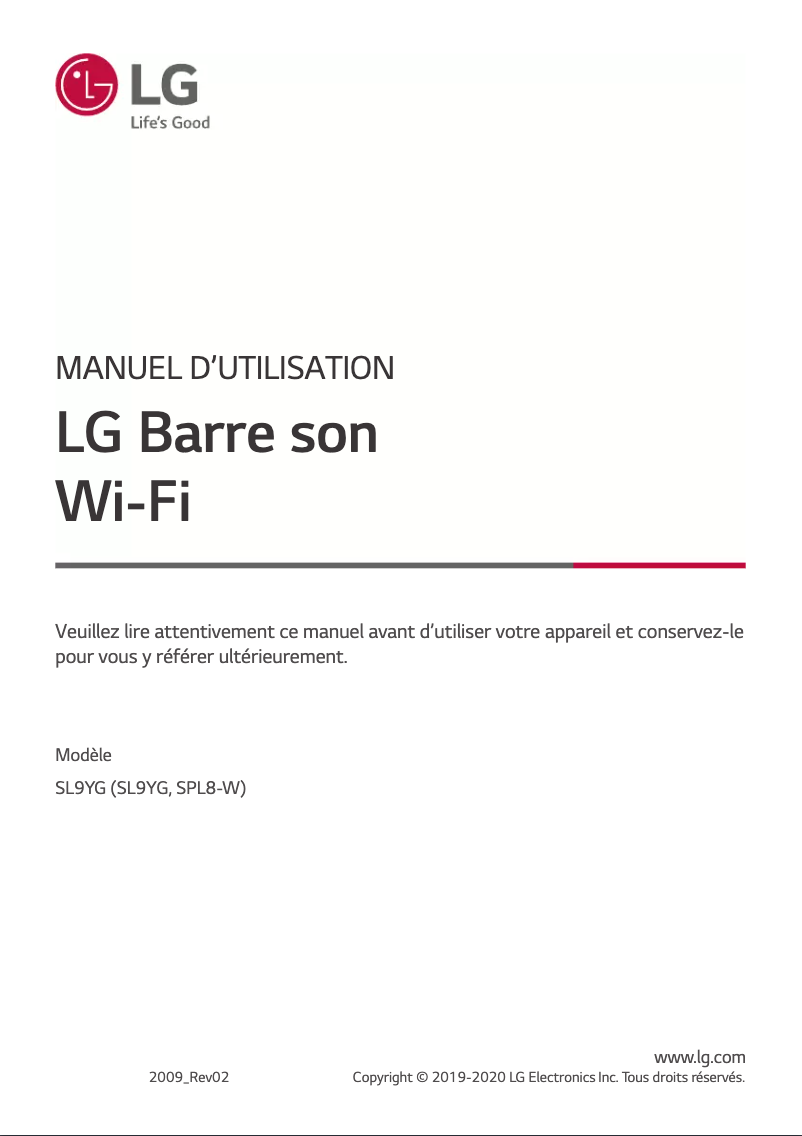 Image de la première page du manuel de l'appareil SL9YG