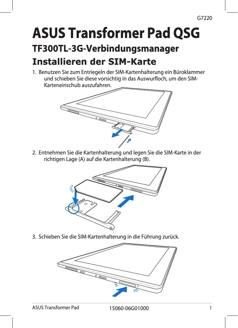 Page n°1 - Guide de démarrage rapide Asus Transformer Pad TF300TL