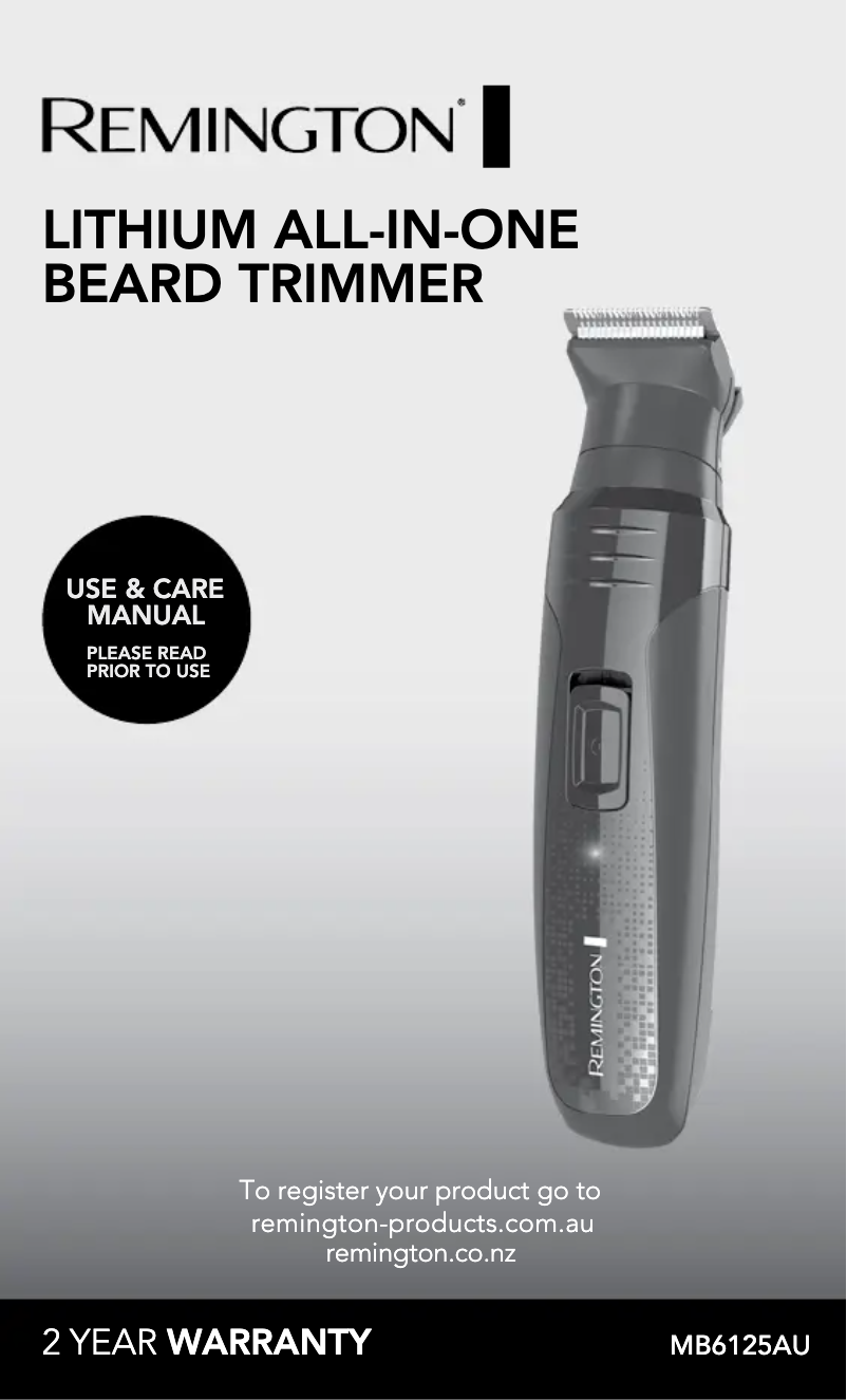 Page n°1 - Manuel utilisateur Remington Lithium All-In-One MB6125AU