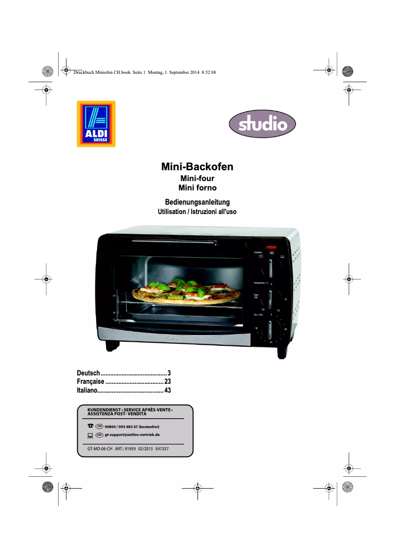 Page 1 de la notice Manuel utilisateur Studio GT-MO-06