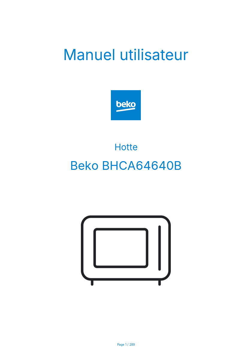 Page n°1 - Manuel utilisateur Beko BHCA64640B