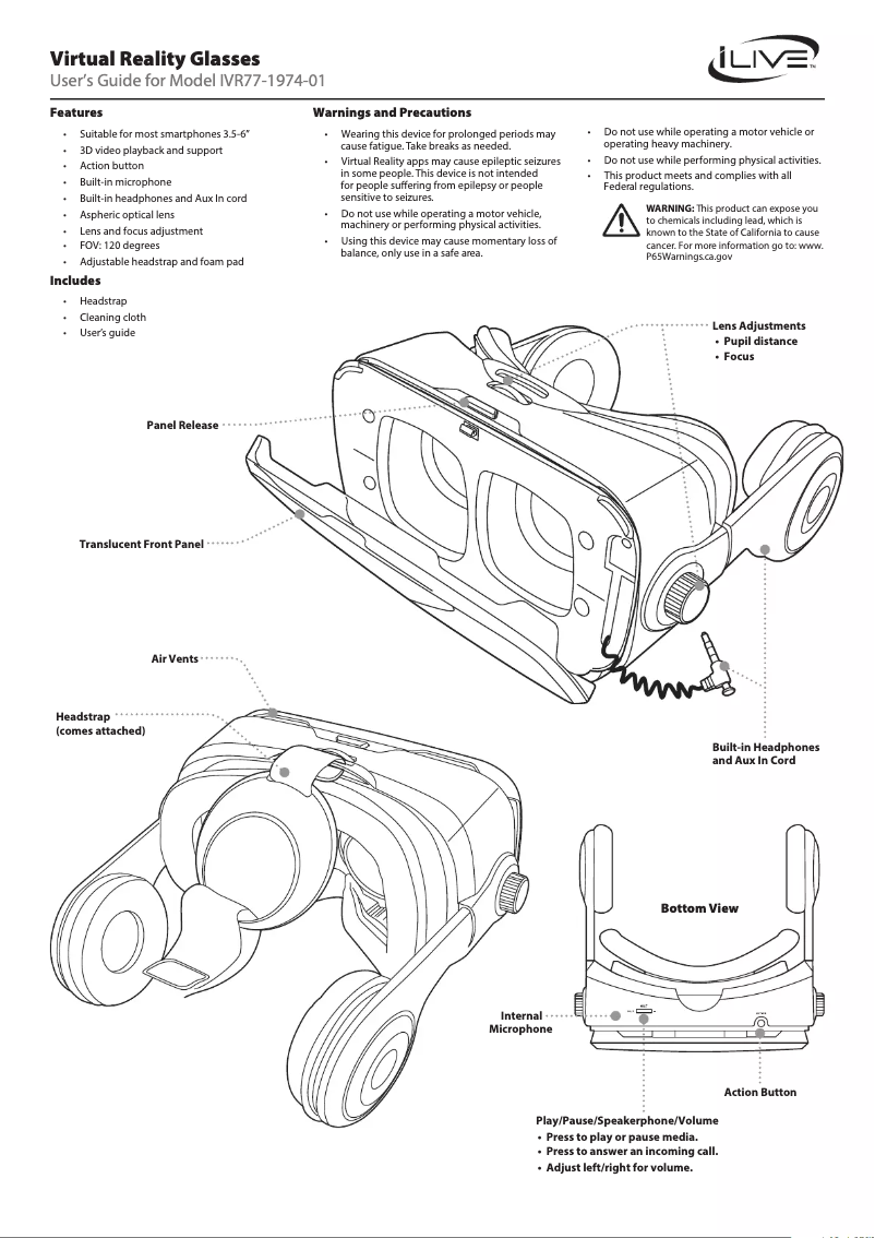 Page 1 de la notice Manuel utilisateur iLive IVR77-1974-01